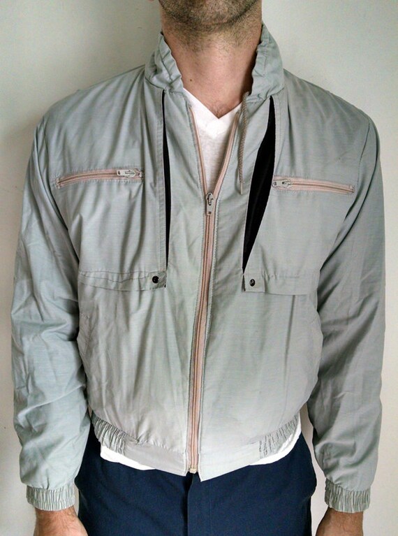 1980s Lightweight Gray and Black Bomber - image 5