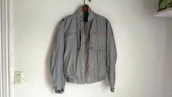 1980s Lightweight Gray and Black Bomber - image 1