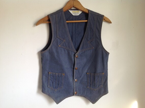 1970s Mann Denim Vest Size-S