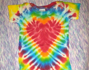 Tie Dye Heart Baby Onesie Bodysuit 12 Months