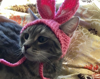 Pink Bunny Cat Hat Bunny Hat Hat for Cats and Small Dogs 