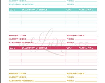 home maintenance and warranty tracker home management folder etsy