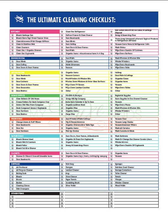 The Ultimate House Cleaning Checklist Printable Pdf