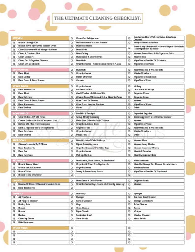 The Top Residence Cleansing List Printable PDF graphic about House Cleaning Checklist Printable known as The Top Place Cleansing Listing Printable PDF