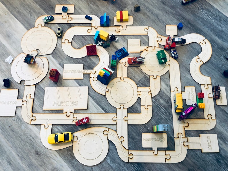 Large Car Train Race Track Puzzle for Kids Children SVG File Etsy