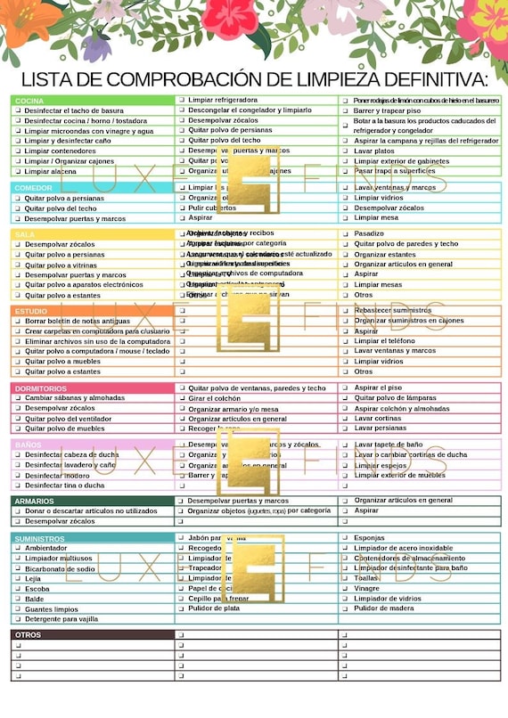 The Ultimate House Cleaning Checklist Printable In English Spanish Pdf Home Management Housekeeper Business Espanol Housekeeper Maid Service
