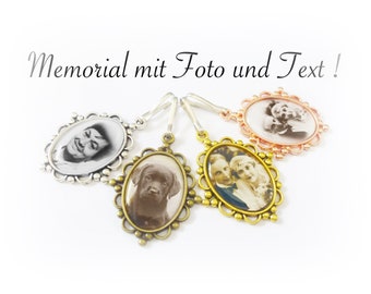 Bridal bouquet pendant with photo and text, memorial, 4 colors, 33 texts