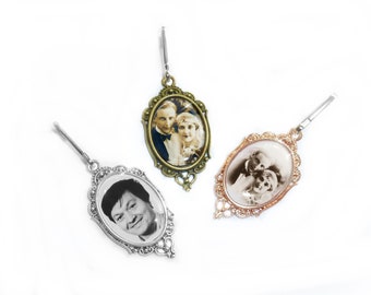 Bridal bouquet pendant with photo, Memorial, 3 colors