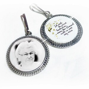 Bridal bouquet pendant with photo and text, double, memorial, souvenir, 3 colors image 4