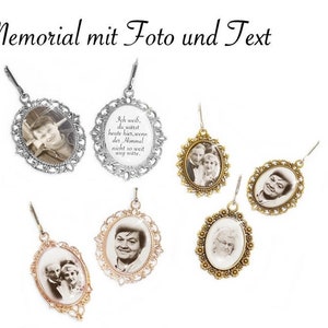 Bridal bouquet pendant double with photo and text,Memorial, 33 texts and 20 pendants to choose from
