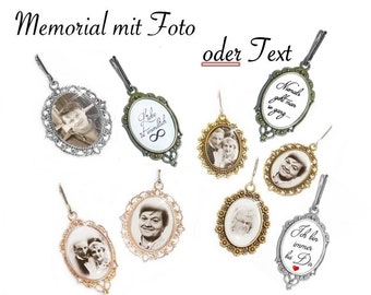 Bridal bouquet pendant with photo or text,Memorial, 33 texts, 20 pendants to choose from