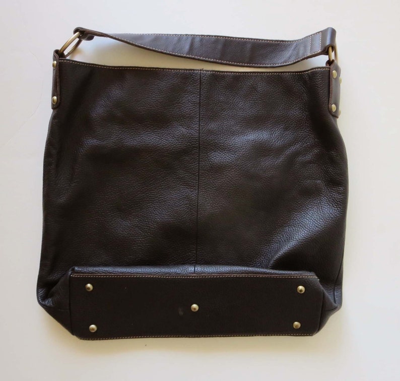 Genuine Leather Dark Brown Shoulder Tote Bag - Etsy Israel