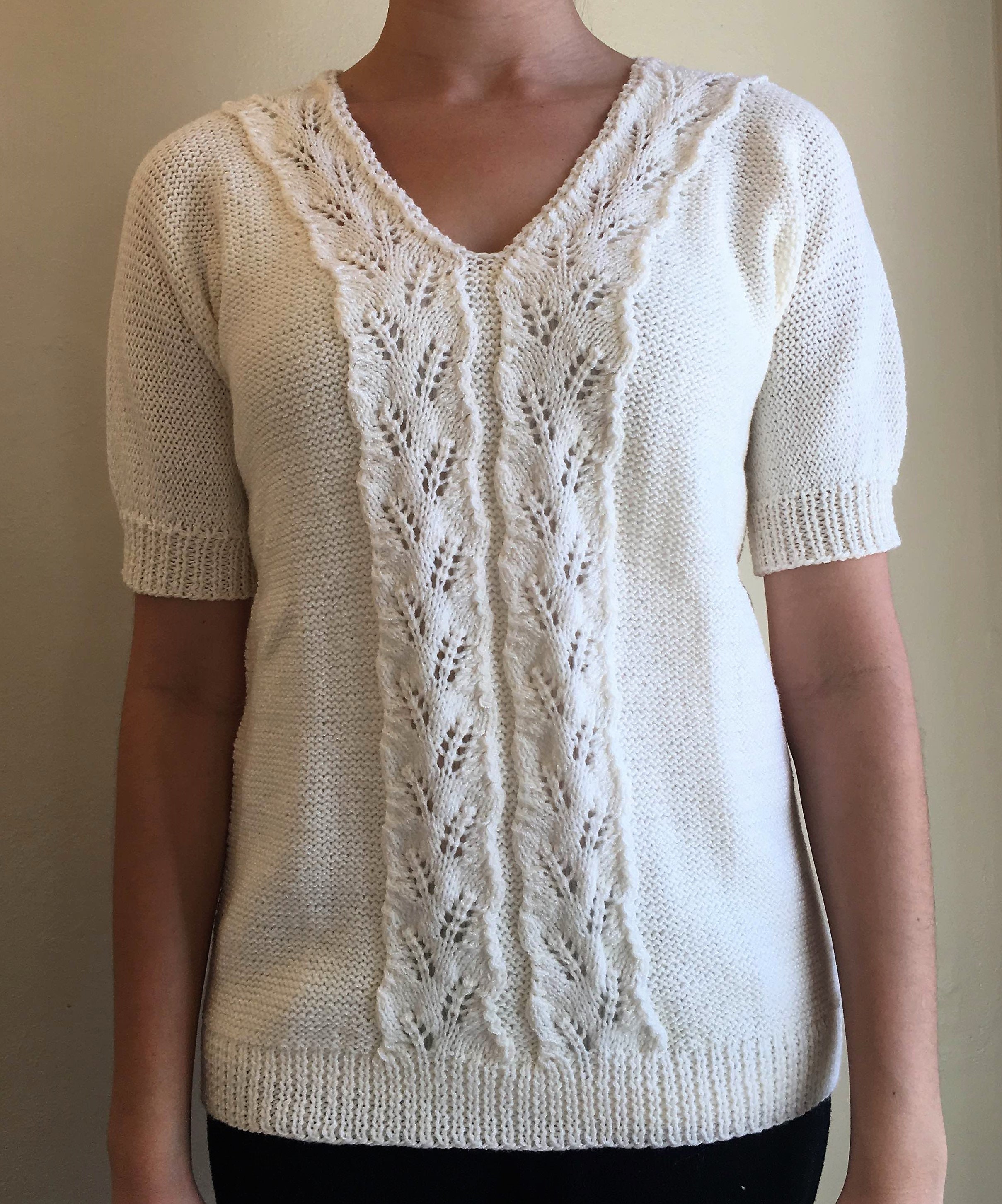 Suéter de manga corta blanquecino Etsy