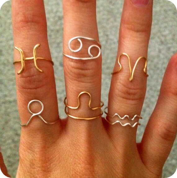 Items similar to Zodiac Sign Ring GOLDENPLATED on Etsy