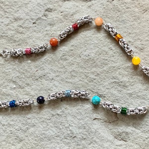 Beaded Byzantine Chainmail Necklace Many Colors Available image 3