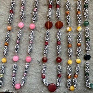 Beaded Byzantine Chainmail Necklace Many Colors Available image 1