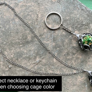 Green d20 Dice Cage Pendants Gaming d20 Keychain image 7