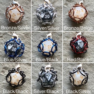 Purple Caged d20 Dice Pendants Gamer Chainmail Pendant image 8