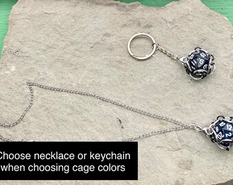 Buy Black and Gray Caged D20 Dice Pendant Gaming D20 Keychain