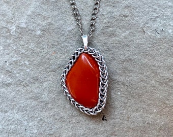 Red Jasper Healing Crystal Pendant - Wrapped Crystal Pendant