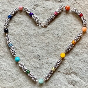 Beaded Byzantine Chainmail Necklace Many Colors Available Rainbow