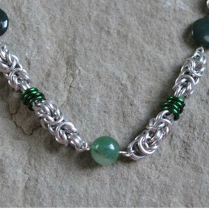 Beaded Byzantine Chainmail Necklace Many Colors Available Green