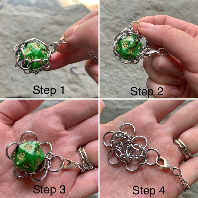 Green d20 Dice Cage Pendants Gaming d20 Keychain image 9