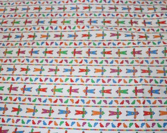 2.5 yards rainbow scarecrow fabric panel backing primary colors birds