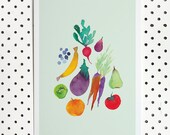 A4 Watercolour produce archival print | fruits & Vegetables