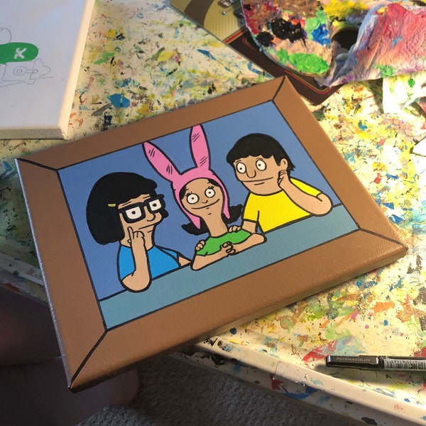 Bob's Burgers Blecher Kid's Family Portrait peinture - toile d'art - art peint à la main - cadeau unique - cadeau d'anniversaire - Saint Valentin 2020