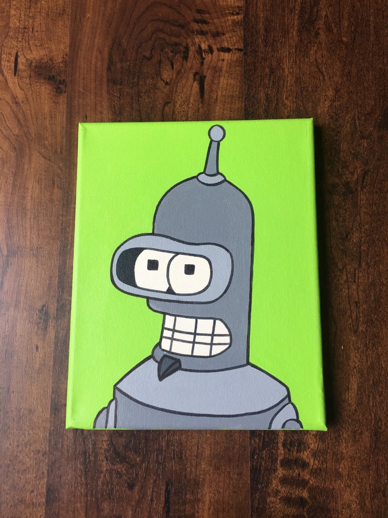 Flexo Evil bender Futurama Hand Painted Painting Canvas | Etsy