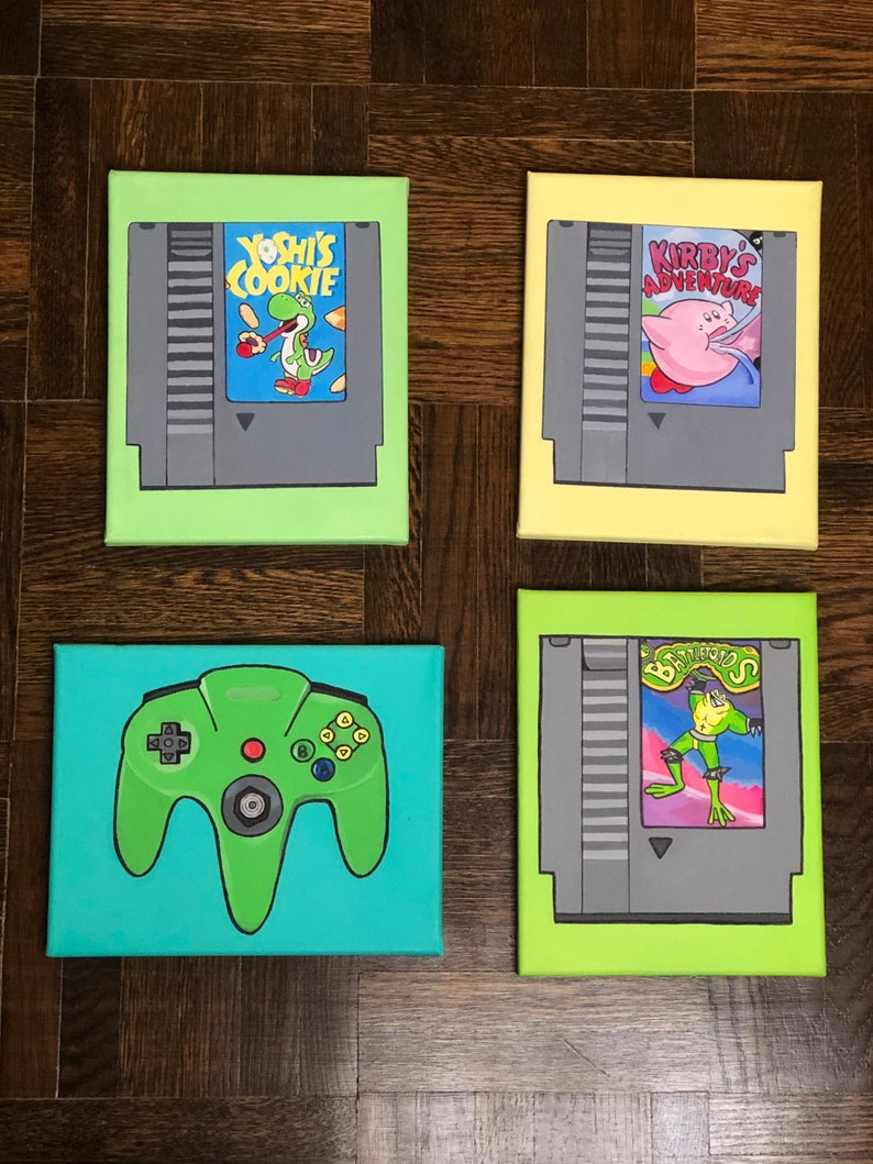 Nintendo Inspired Canvas Art Peint à la main Jeux NES Etsy