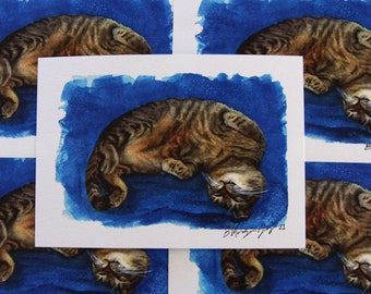 Tum-Thirty Silly Cat Watercolor Art Print