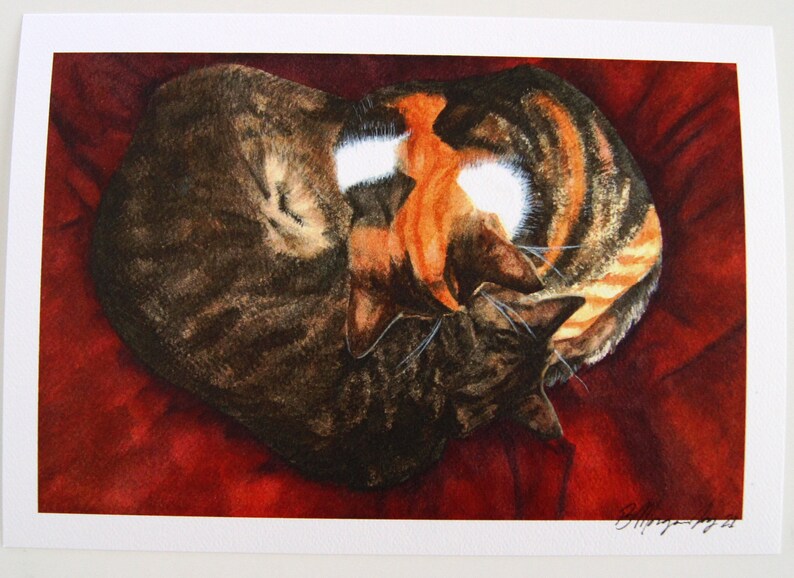 Snugglebums Cozy Cat Watercolor Art Print image 3