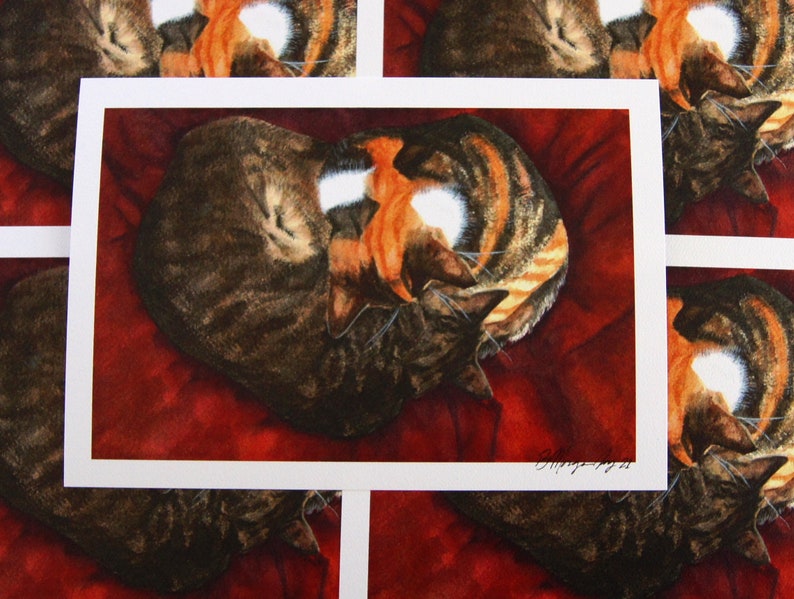 Snugglebums Cozy Cat Watercolor Art Print image 1