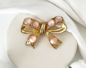 Vintage Enamel Bow Brooch Floral 80s Pin Collar
