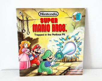 Super Mario Bros. Book Vintage Children's Kids Little Golden Book Trapped in the Perilous Pit 030712570x