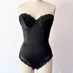 SIZE S 36B Vintage Bustier Body Suit Black 36B Slimming Sexy Flexees, Dark Coquette, Whimsigoth