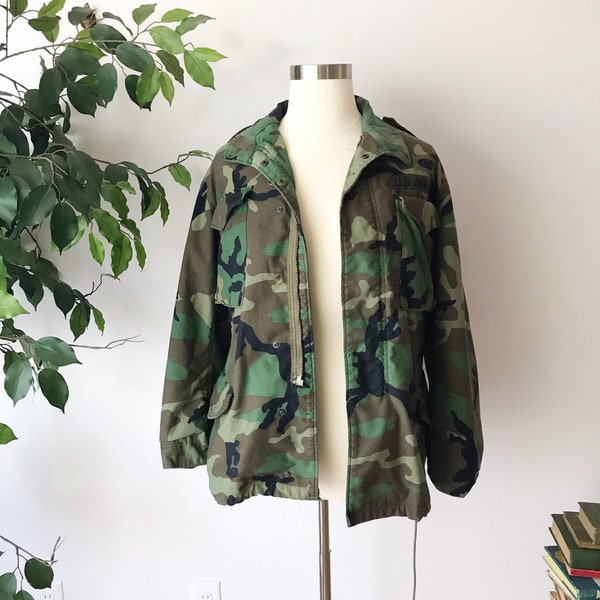 Men's M/L M-65 Vintage Camo Military Army Field Coat Utility - US Air Force Woodland