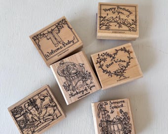 YOU CHOOSE Stampin' up 1990s Garden Greetings Rubber Stamp Mounted