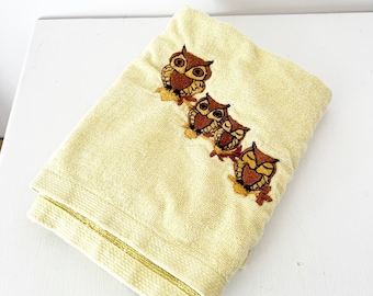 Vintage Martex Owl Bath Towel