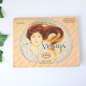VINTAGE | 1930’s Venida Real Hair Light Brown Double Mesh Cap Shaped Hair Net Invisible