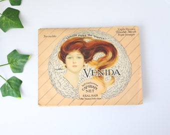 VINTAGE | 1930’s Venida Real Hair Light Brown Double Mesh Cap Shaped Hair Net Invisible