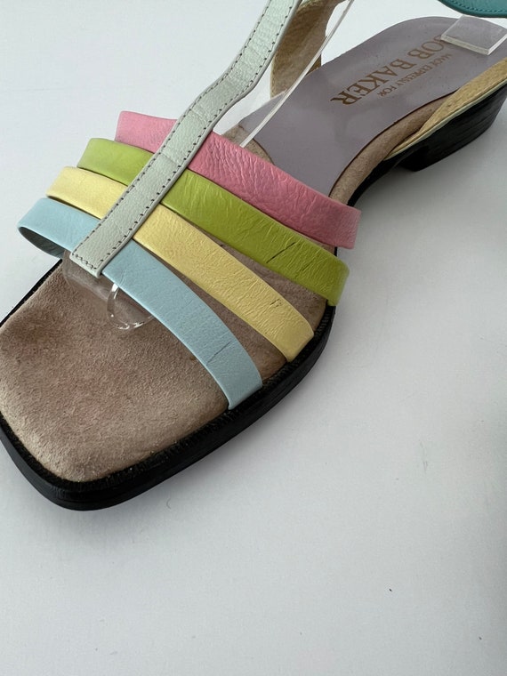 SIZE 6.5 Strappy Pastel Leather Sandals / Bob Bak… - image 5