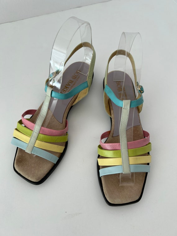 SIZE 6.5 Strappy Pastel Leather Sandals / Bob Bak… - image 8