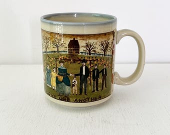 Otagiri Coffee Mug Cream Folk Art Love One Another Carol Endres Stoneware Japan