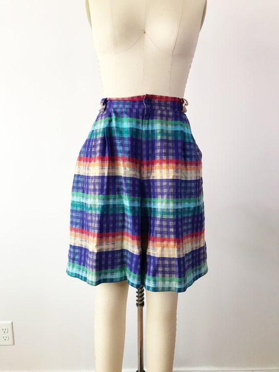 SIZE M 1980s High Waisted Plaid Shorts - 80s High… - image 2