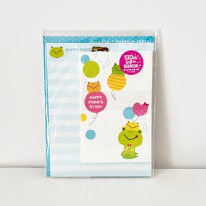 Vintage KAMIO Rare Kawaii Papelería Carta Estacionaria Set Nueva Historia de Happy Frog