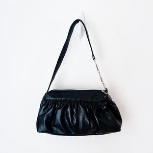 Y2K Black Faux Leather Ruched Shoulder Bag - Etsy