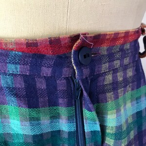 SIZE M 1980s High Waisted Plaid Shorts 80s High Rise Rainbow Plaid Shorts Romantic Academia Summer Bermuda Shorts image 4